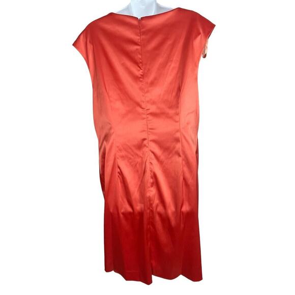 Verucci by Chancelle Orange Satin Shift Dress Size 14 Asymmetrical Neckline - Picture 4 of 7